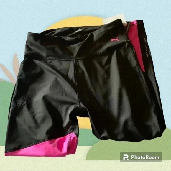 Puma Pink & Black Womens Workout Pants Size L - Picture 5 of 7